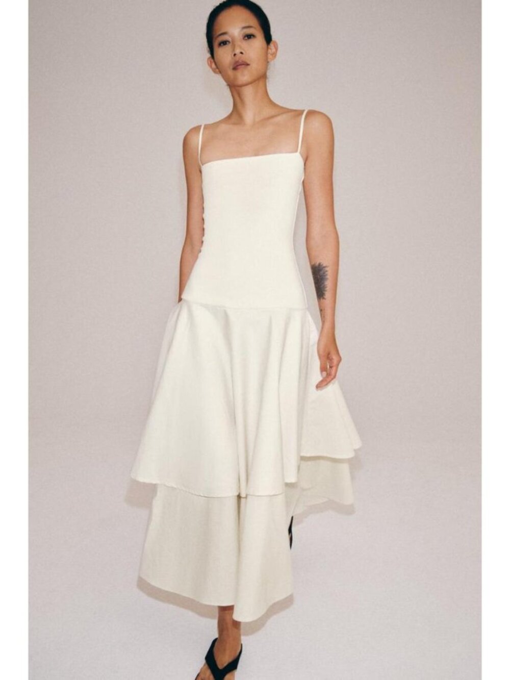 ZARA RUFFLED COMBINATION DRESS - Picture 2 of 7